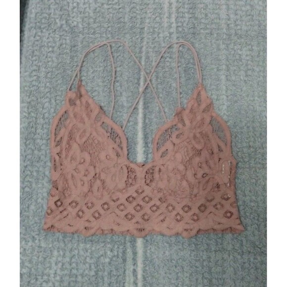 Free People Embroidered Lace Top Blush Small Feminine Boho Cottagecore - Picture 3 of 7